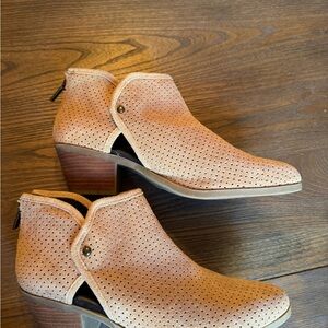 Tucker Beige Perforated Ankle Booties